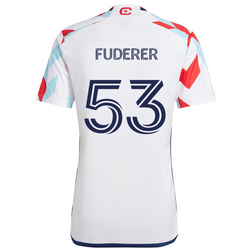 Kinderen Jake Fuderer #53 Wit Rood Blauw Uitshirt Uittenue 2024/25 T-Shirt België