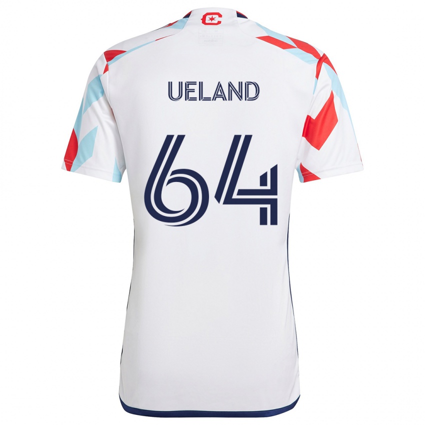 Kinderen Andreas Ueland #64 Wit Rood Blauw Uitshirt Uittenue 2024/25 T-Shirt België