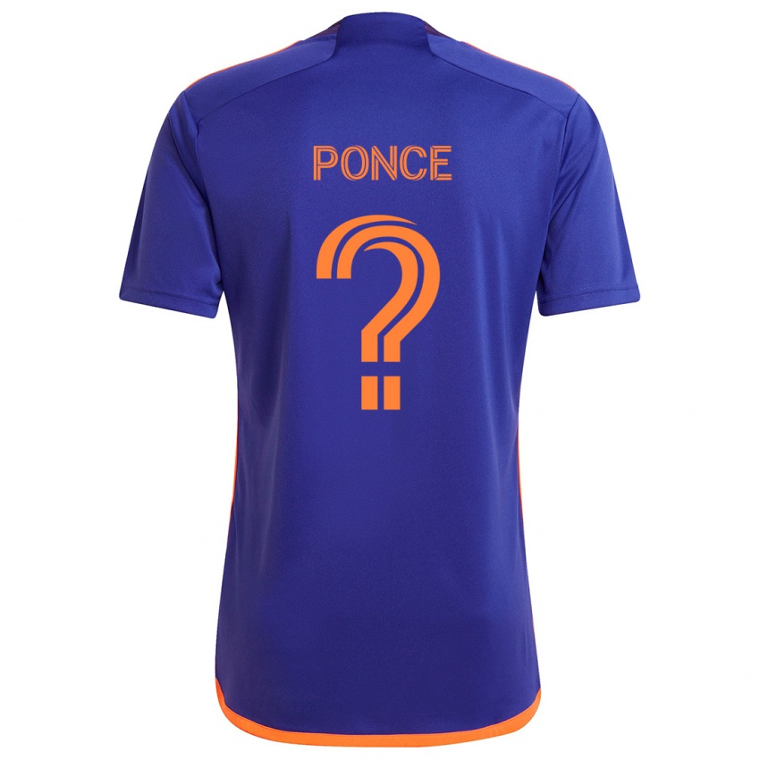 Enfant Maillot Ezequiel Ponce #0 Violet Orange Tenues Extérieur 2024/25 T-Shirt Belgique