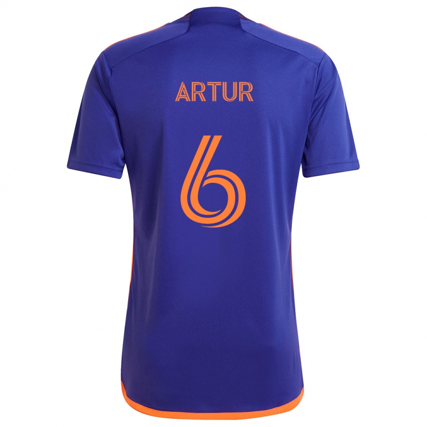 Enfant Maillot Artur #6 Violet Orange Tenues Extérieur 2024/25 T-Shirt Belgique