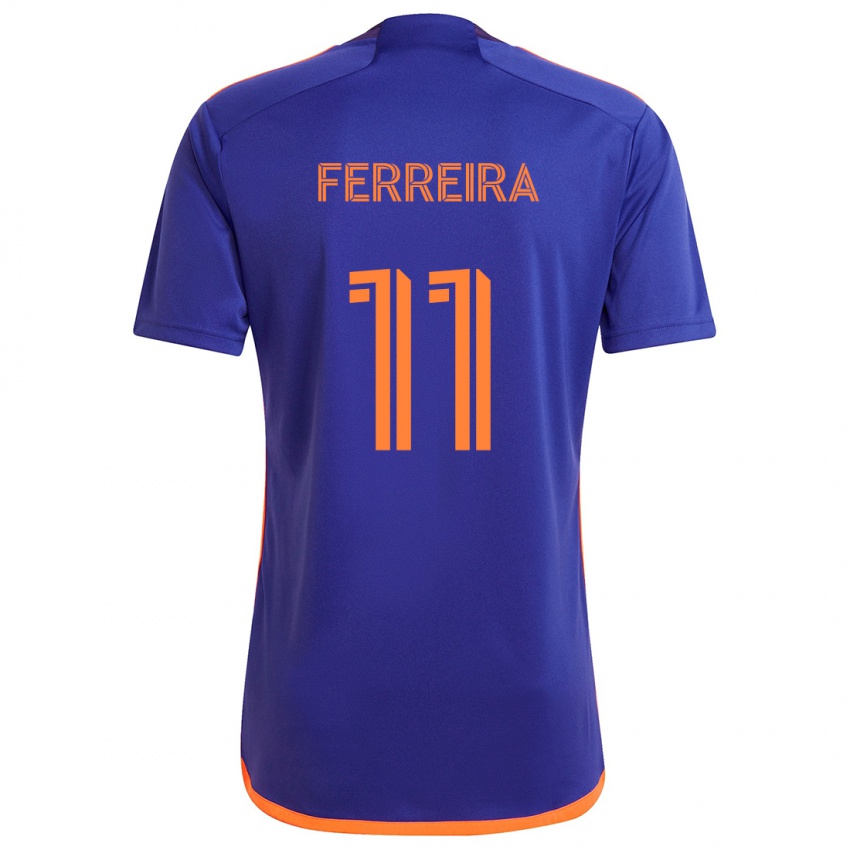 Enfant Maillot Sebastián Ferreira #11 Violet Orange Tenues Extérieur 2024/25 T-Shirt Belgique