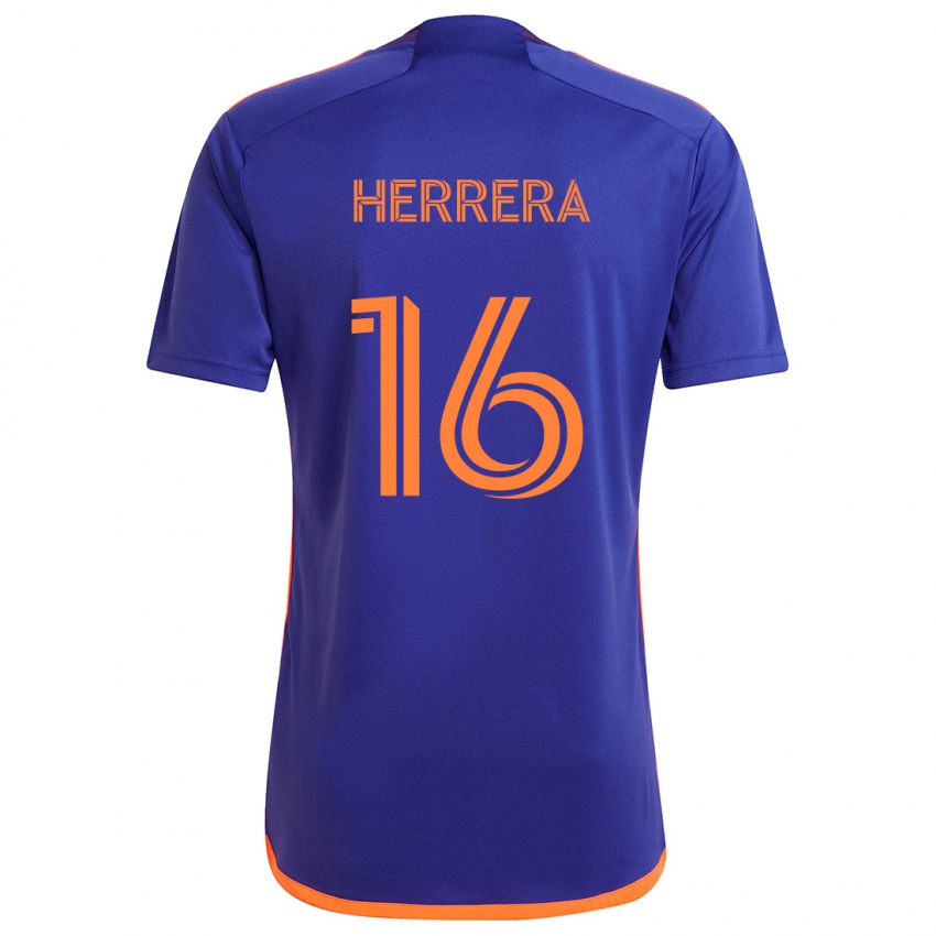 Kinderen Hector Herrera #16 Paars Oranje Uitshirt Uittenue 2024/25 T-Shirt België