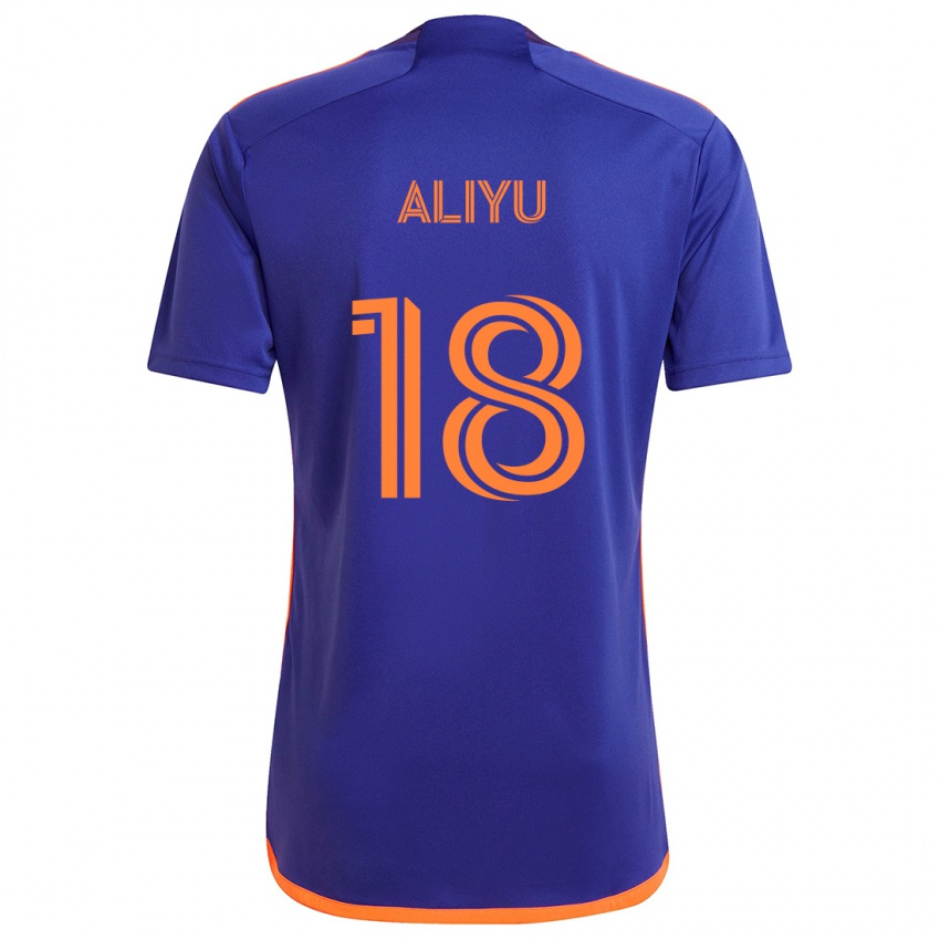 Kinder Ibrahim Aliyu #18 Lila Orange Auswärtstrikot Trikot 2024/25 T-Shirt Belgien