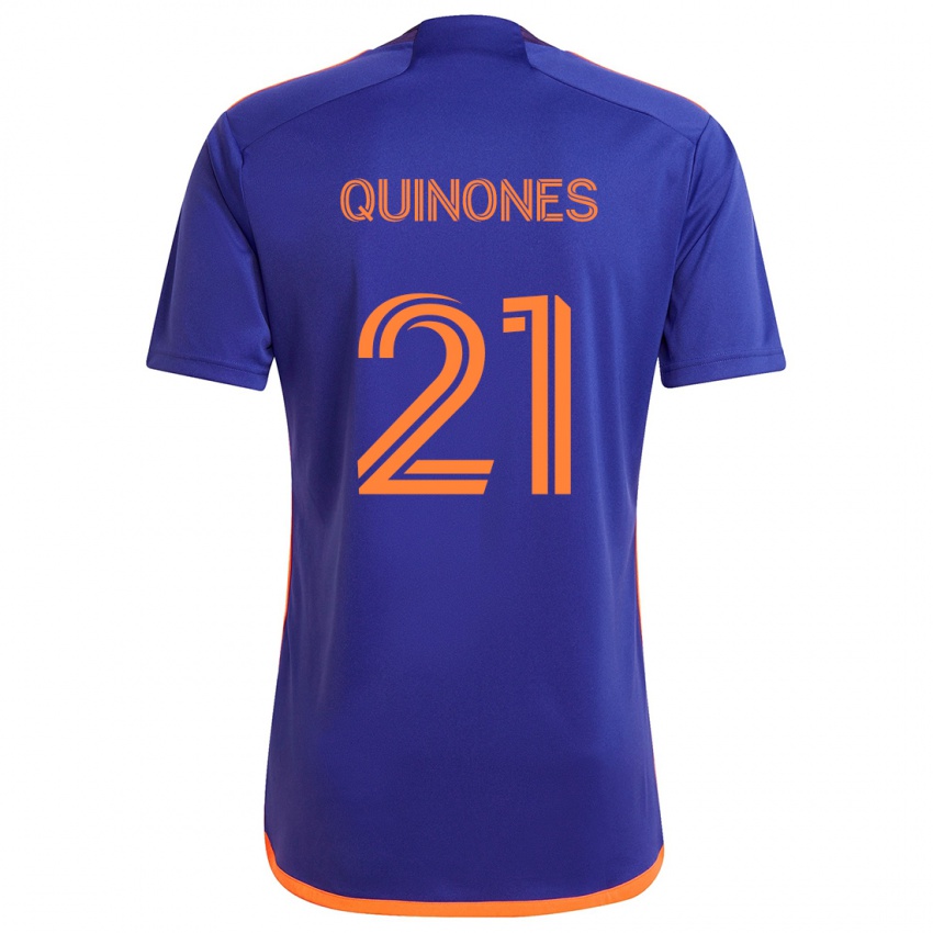 Enfant Maillot Nelson Quiñónes #21 Violet Orange Tenues Extérieur 2024/25 T-Shirt Belgique