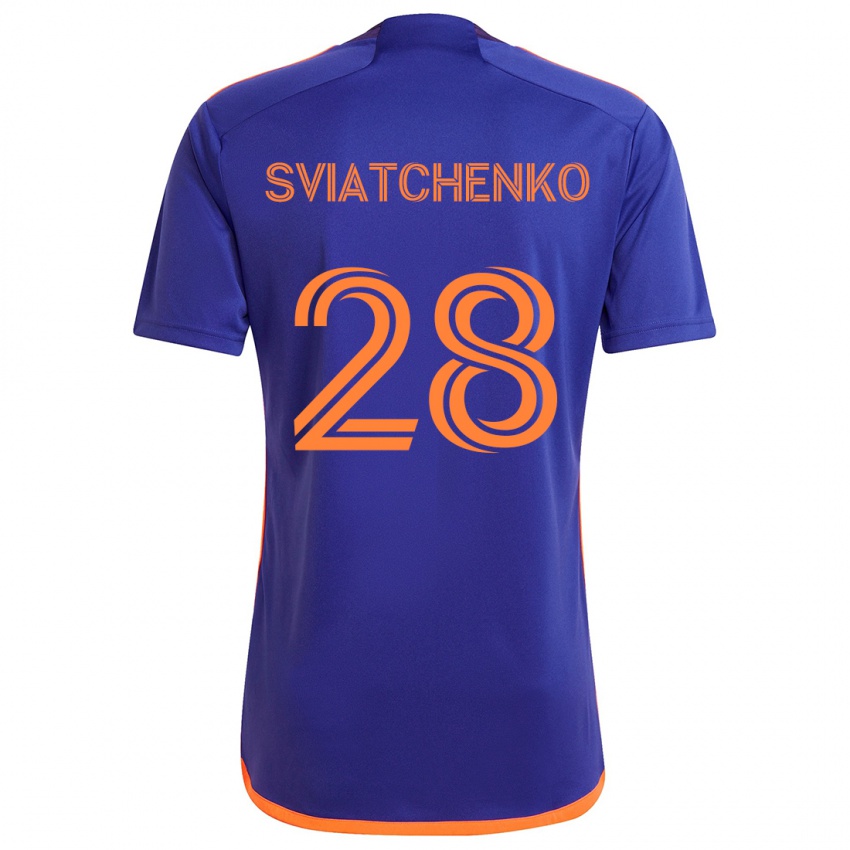 Kinderen Erik Sviatchenko #28 Paars Oranje Uitshirt Uittenue 2024/25 T-Shirt België