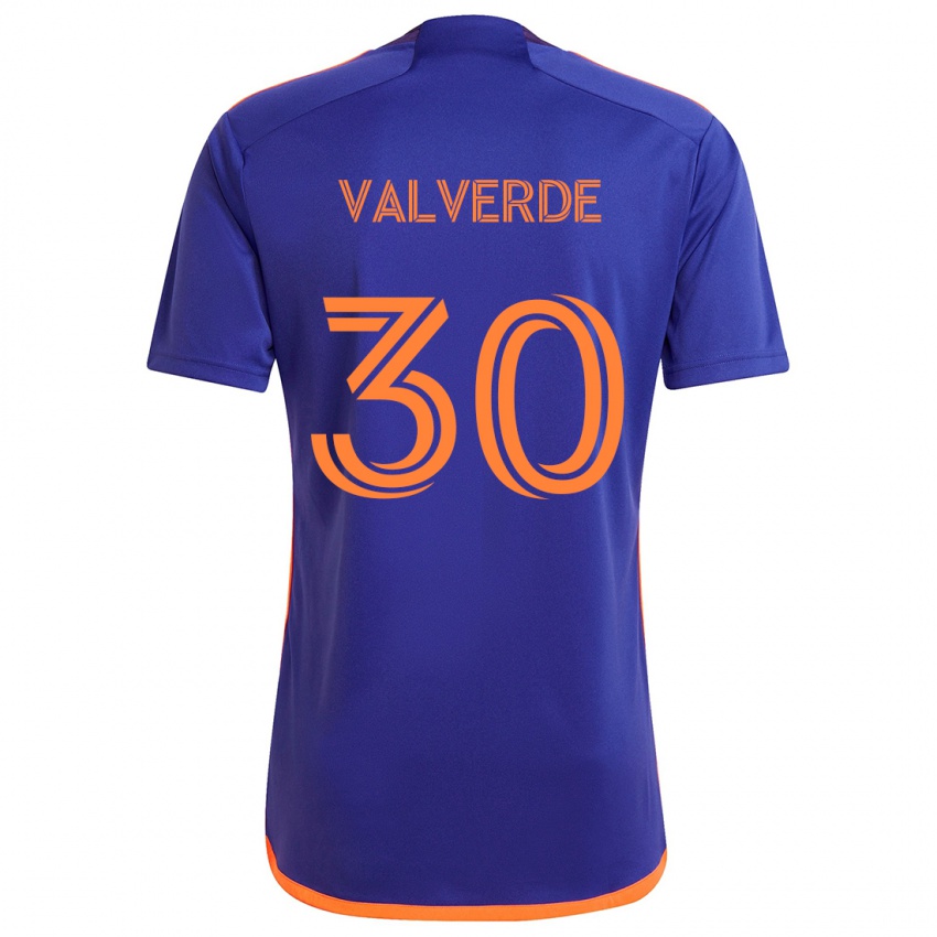 Enfant Maillot Jefferson Valverde #30 Violet Orange Tenues Extérieur 2024/25 T-Shirt Belgique