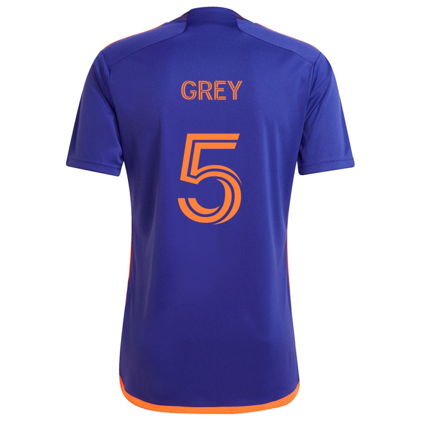 Kinderen Omar Grey #5 Paars Oranje Uitshirt Uittenue 2024/25 T-Shirt België