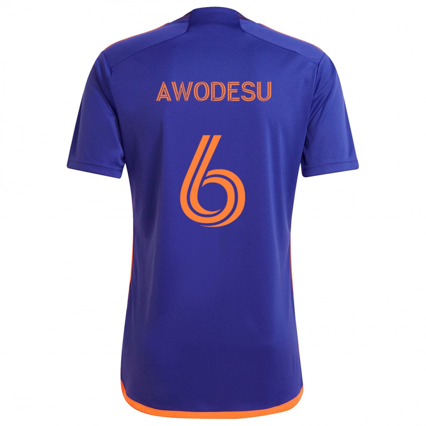 Enfant Maillot Femi Awodesu #6 Violet Orange Tenues Extérieur 2024/25 T-Shirt Belgique