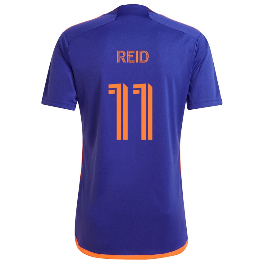 Enfant Maillot Isaiah Reid #11 Violet Orange Tenues Extérieur 2024/25 T-Shirt Belgique