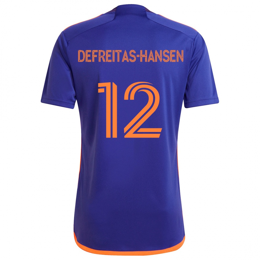 Enfant Maillot Nicholas Defreitas-Hansen #12 Violet Orange Tenues Extérieur 2024/25 T-Shirt Belgique