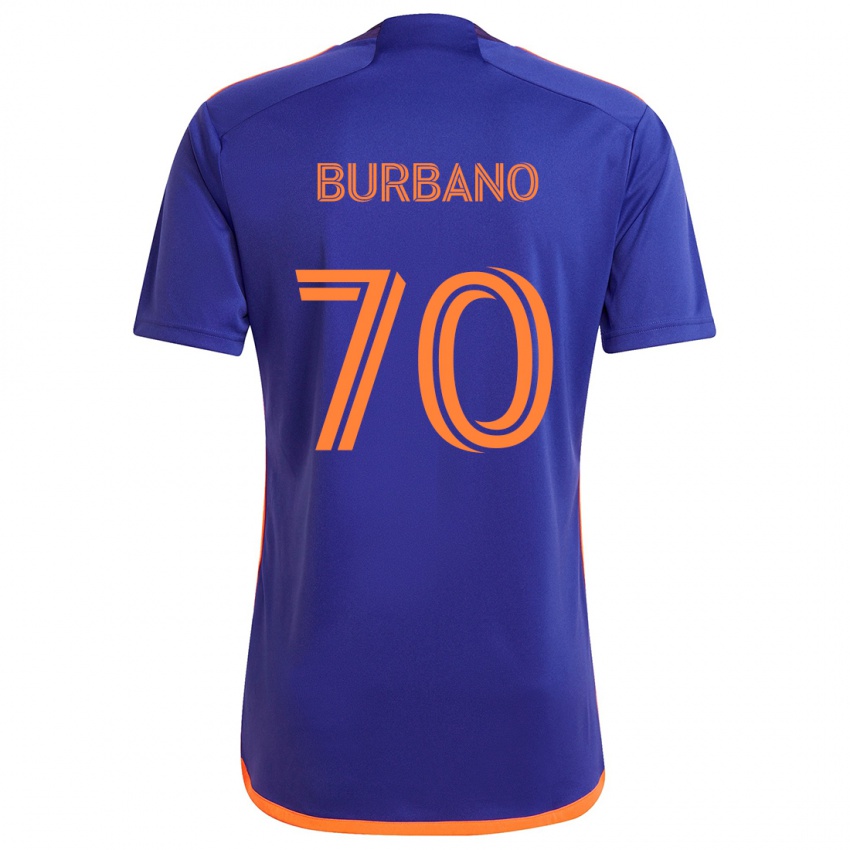 Enfant Maillot Jordy Burbano #70 Violet Orange Tenues Extérieur 2024/25 T-Shirt Belgique