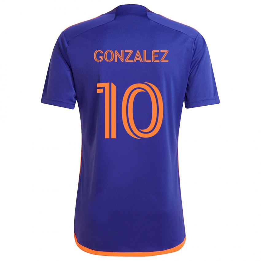 Enfant Maillot Yair González #10 Violet Orange Tenues Extérieur 2024/25 T-Shirt Belgique