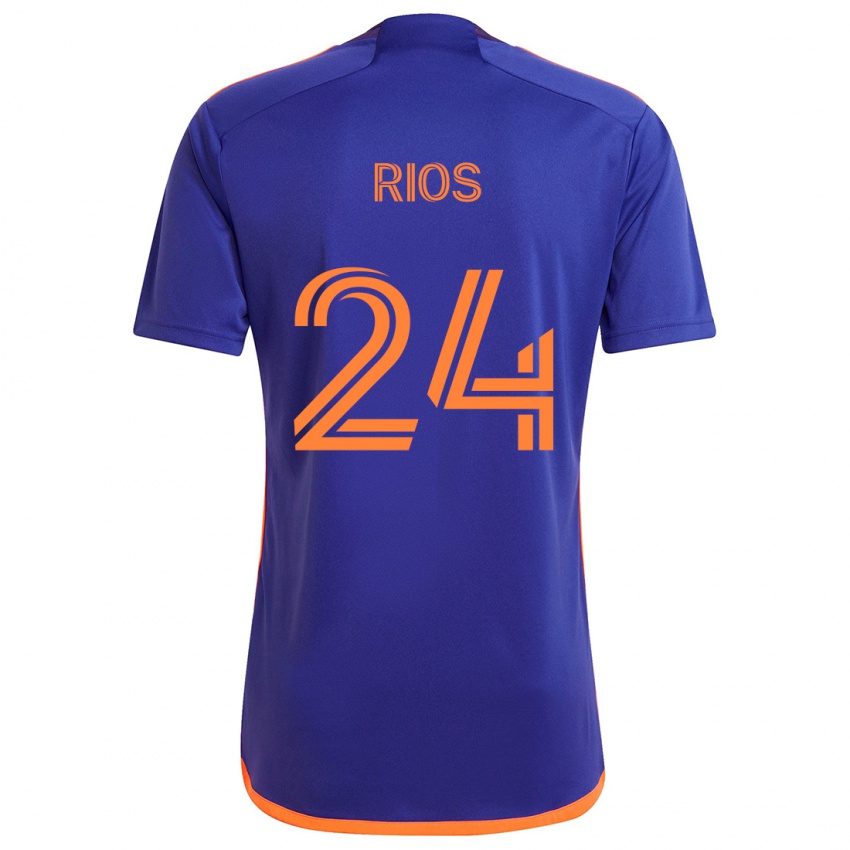 Kinderen Paolo Ríos #24 Paars Oranje Uitshirt Uittenue 2024/25 T-Shirt België