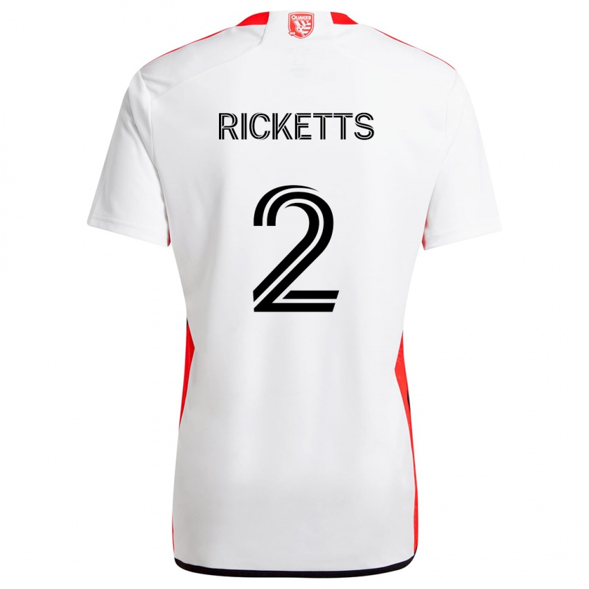 Kinderen Jamar Ricketts #2 Wit Rood Uitshirt Uittenue 2024/25 T-Shirt België