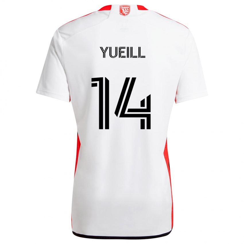 Kinderen Jackson Yueill #14 Wit Rood Uitshirt Uittenue 2024/25 T-Shirt België