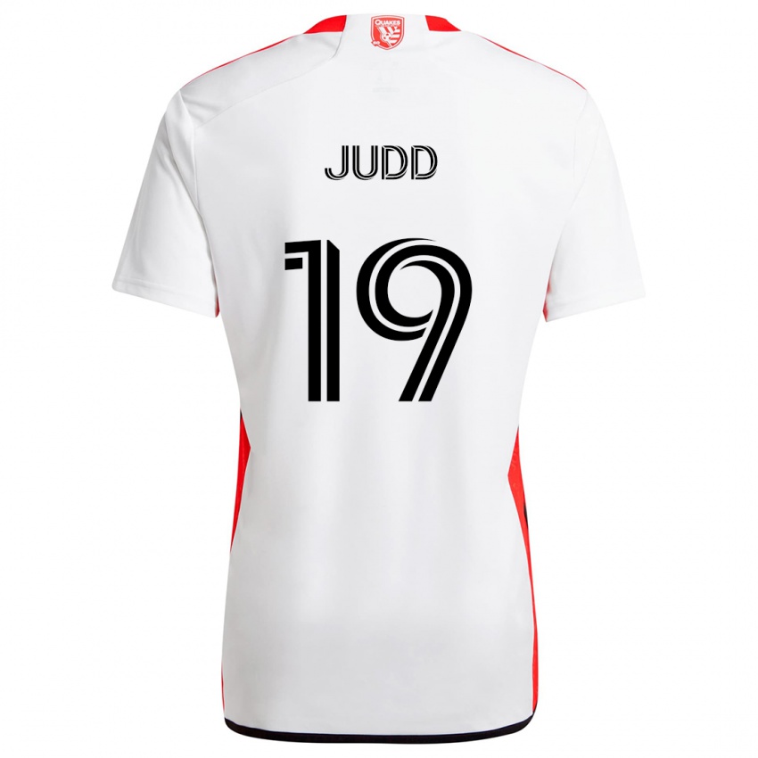 Kinderen Preston Judd #19 Wit Rood Uitshirt Uittenue 2024/25 T-Shirt België