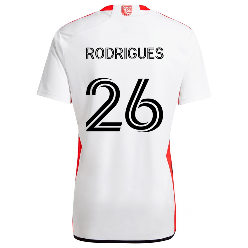 Kinder Rodrigues #26 Weiß Rot Auswärtstrikot Trikot 2024/25 T-Shirt Belgien