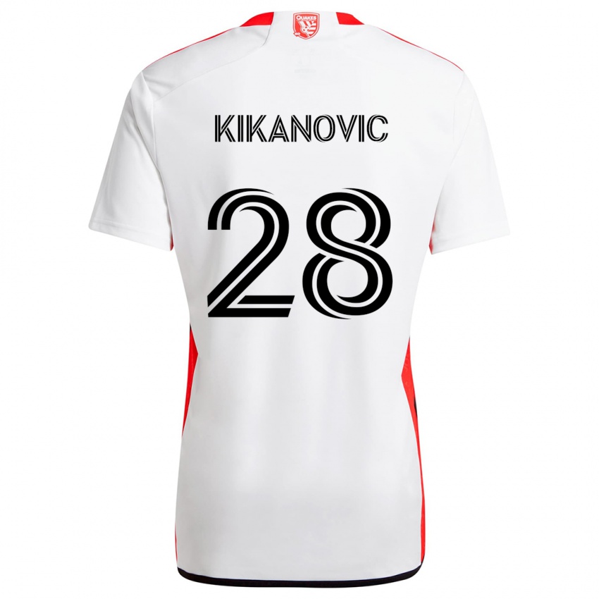 Kinderen Benjamin Kikanovic #28 Wit Rood Uitshirt Uittenue 2024/25 T-Shirt België