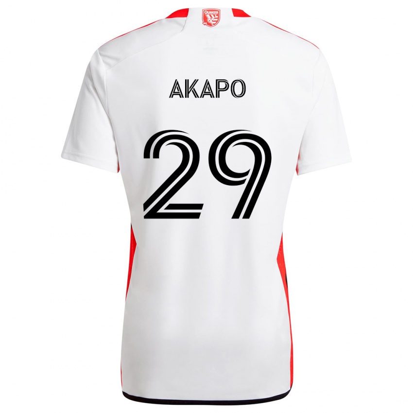 Kinderen Carlos Akapo #29 Wit Rood Uitshirt Uittenue 2024/25 T-Shirt België