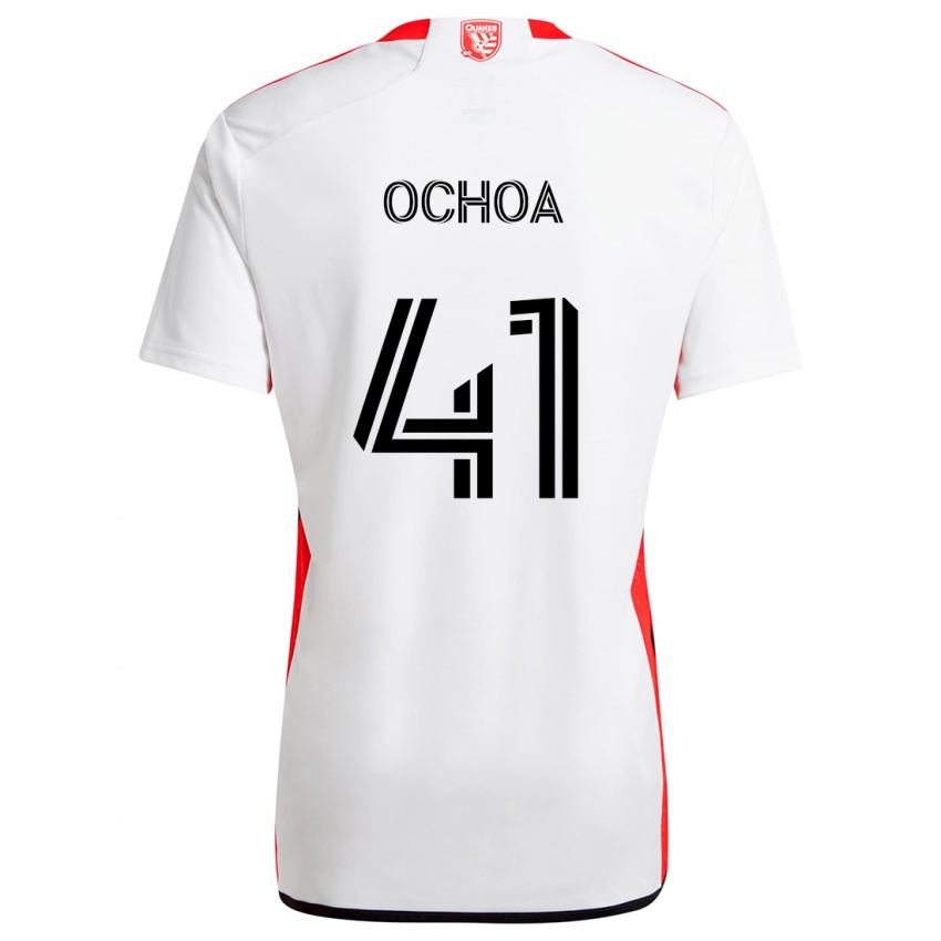 Kinder Emmanuel Ochoa #41 Weiß Rot Auswärtstrikot Trikot 2024/25 T-Shirt Belgien