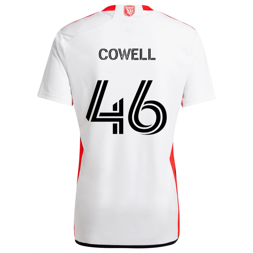 Kinderen Chance Cowell #46 Wit Rood Uitshirt Uittenue 2024/25 T-Shirt België