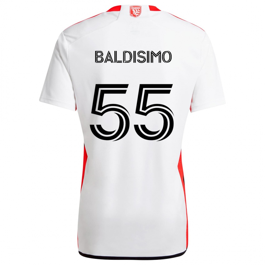 Kinderen Michael Baldisimo #55 Wit Rood Uitshirt Uittenue 2024/25 T-Shirt België