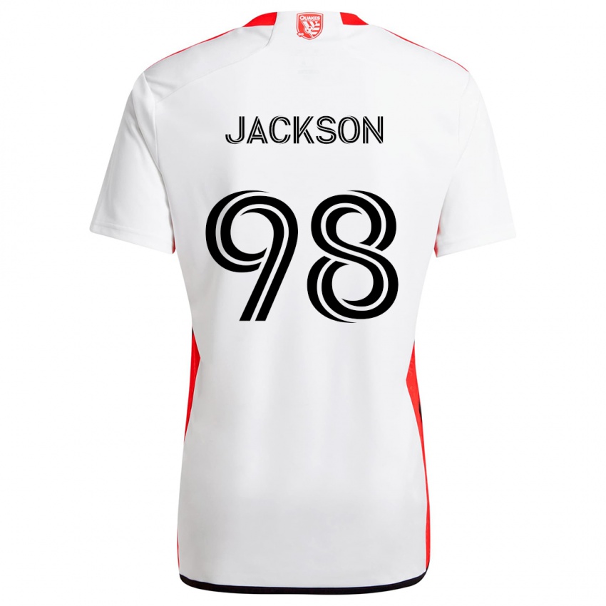 Kinderen Jacob Jackson #98 Wit Rood Uitshirt Uittenue 2024/25 T-Shirt België