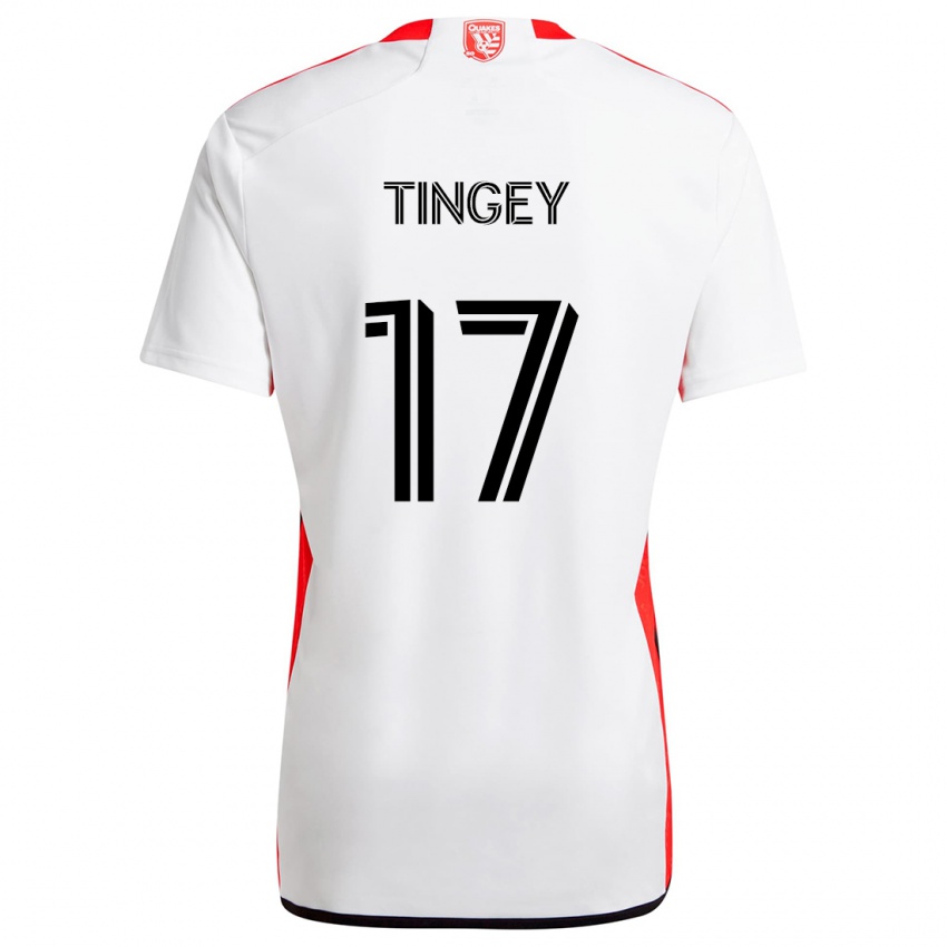 Kinderen Keegan Tingey #17 Wit Rood Uitshirt Uittenue 2024/25 T-Shirt België