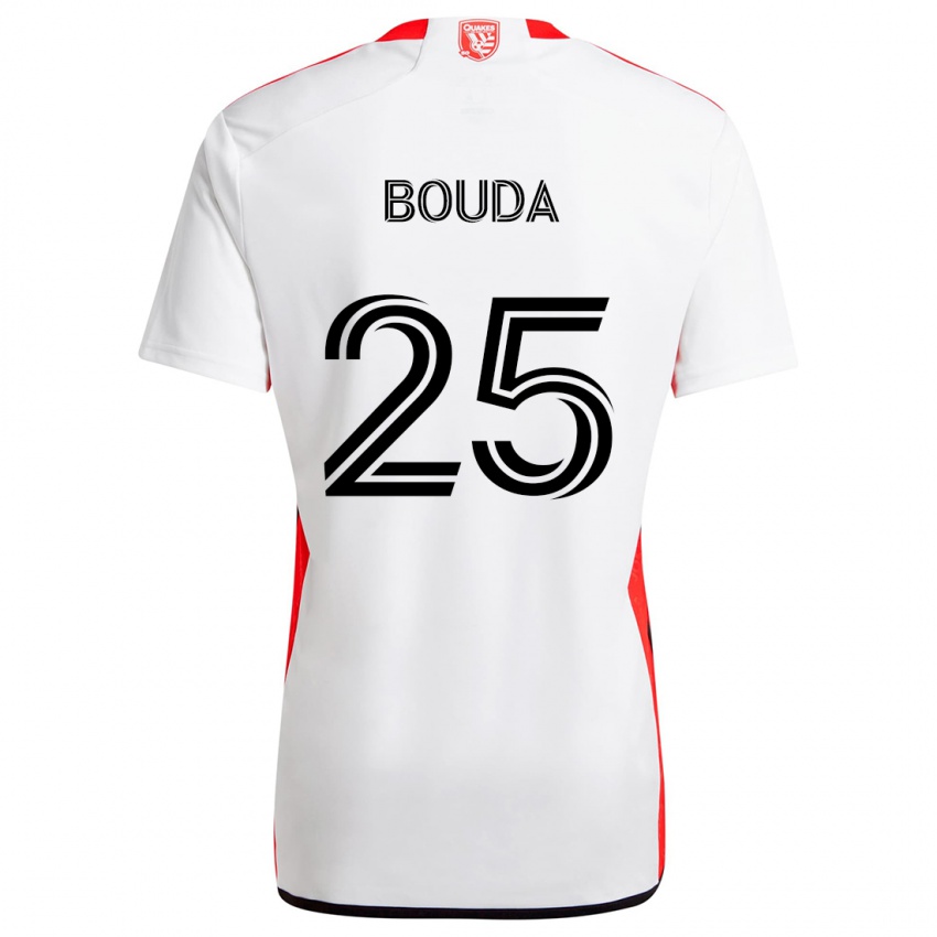 Kinderen Ousseni Bouda #25 Wit Rood Uitshirt Uittenue 2024/25 T-Shirt België