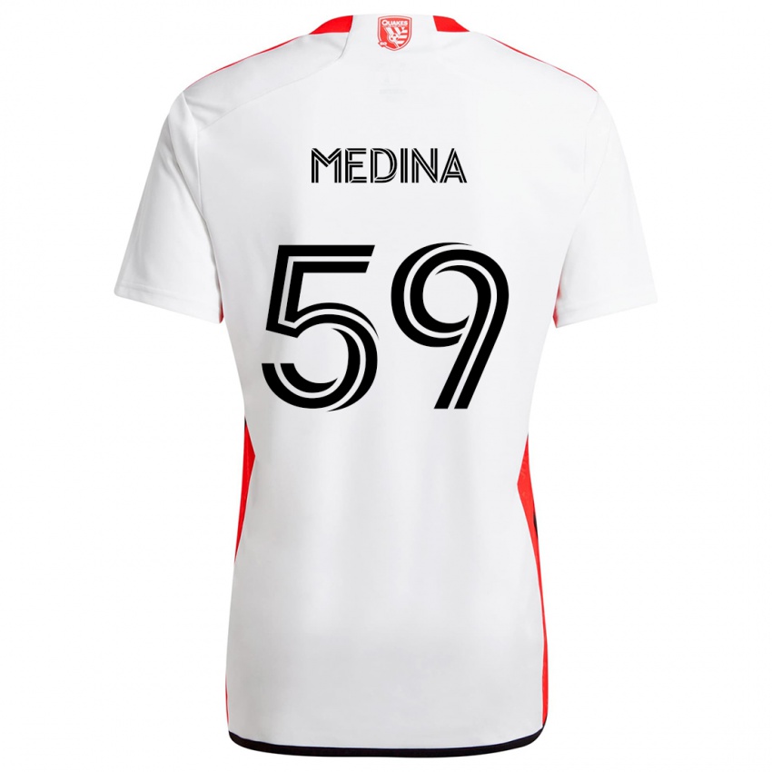 Kinder Cruz Medina #59 Weiß Rot Auswärtstrikot Trikot 2024/25 T-Shirt Belgien