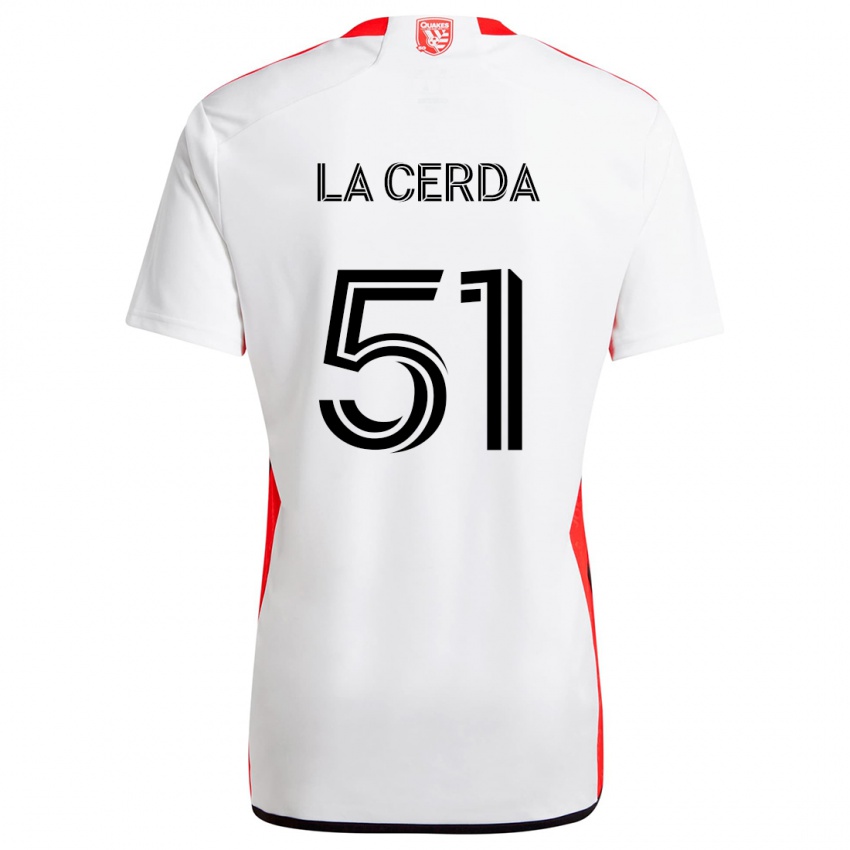 Kinderen Eric De La Cerda #51 Wit Rood Uitshirt Uittenue 2024/25 T-Shirt België