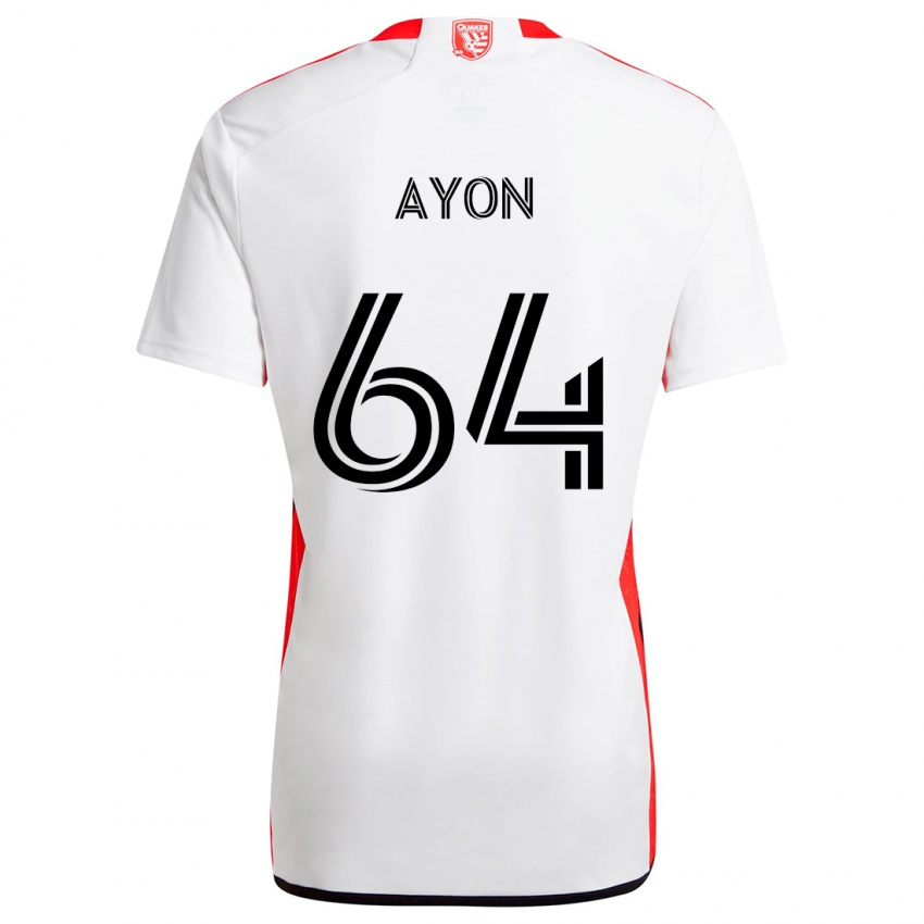 Enfant Maillot Jerry Ayon #64 Blanc Rouge Tenues Extérieur 2024/25 T-Shirt Belgique