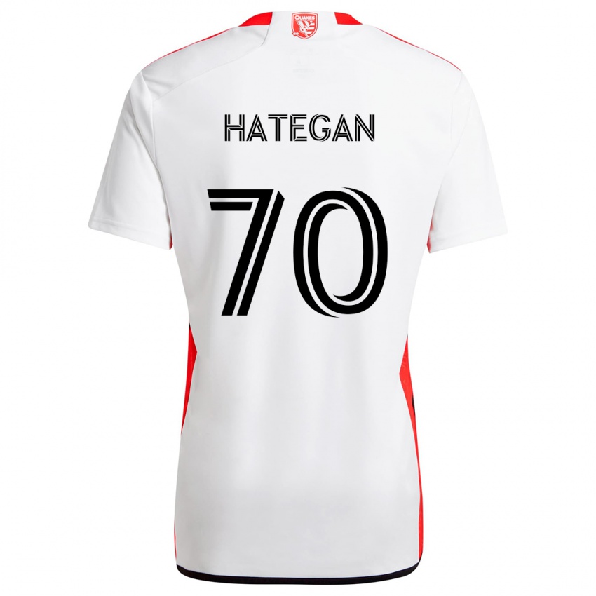 Kinderen Roberto Hategan #70 Wit Rood Uitshirt Uittenue 2024/25 T-Shirt België