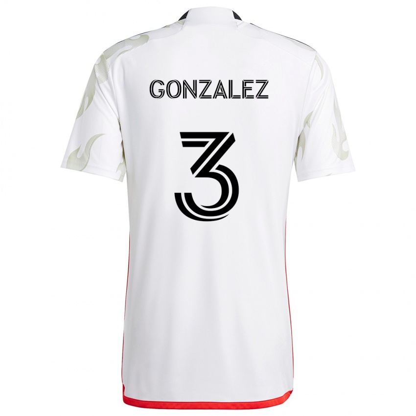 Kinderen Omar González #3 Wit Rood Zwart Uitshirt Uittenue 2024/25 T-Shirt België