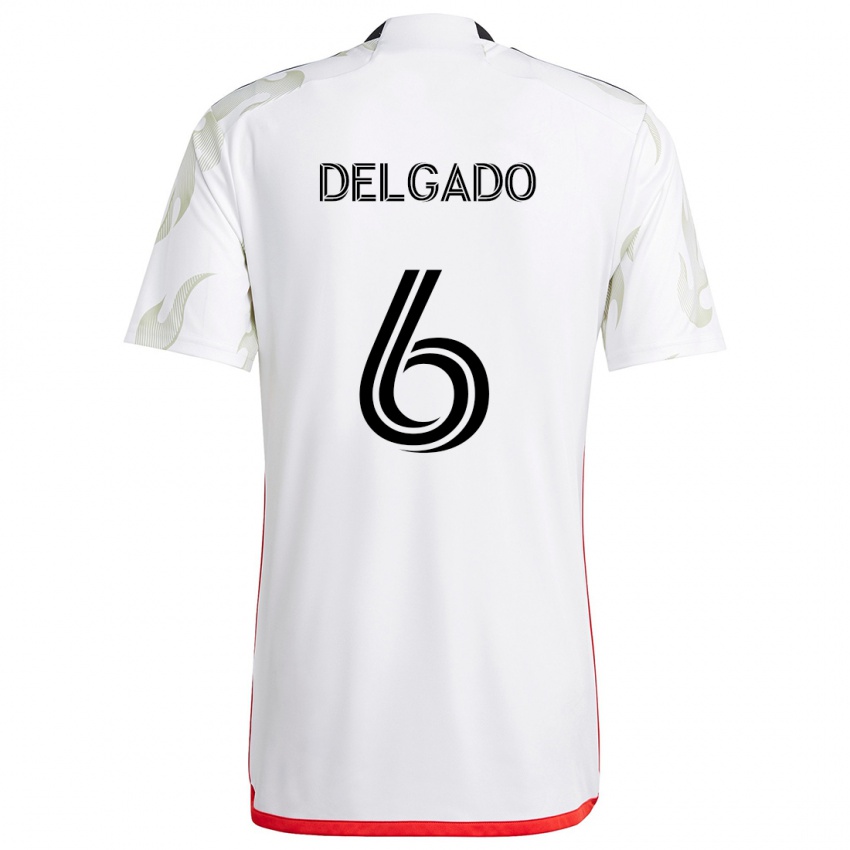 Kinderen Patrickson Delgado #6 Wit Rood Zwart Uitshirt Uittenue 2024/25 T-Shirt België