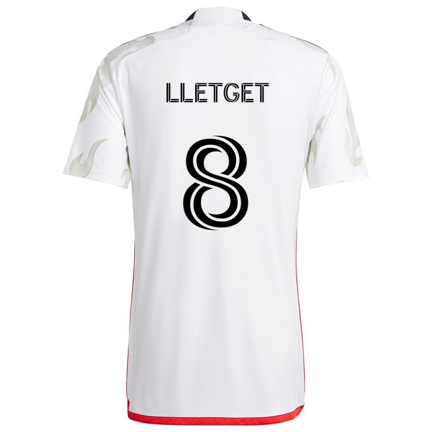 Kinderen Sebastian Lletget #8 Wit Rood Zwart Uitshirt Uittenue 2024/25 T-Shirt België