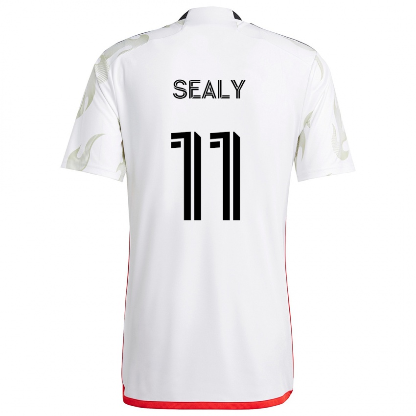 Kinderen Dante Sealy #11 Wit Rood Zwart Uitshirt Uittenue 2024/25 T-Shirt België