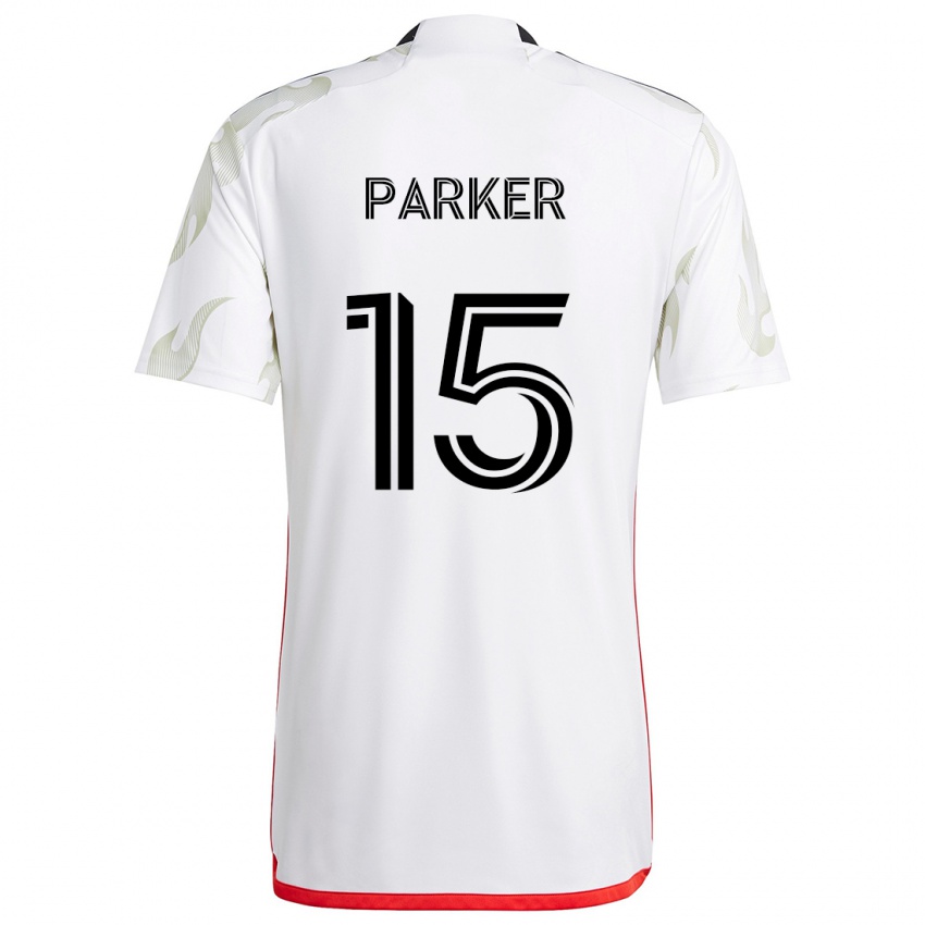 Kinderen Isaiah Parker #15 Wit Rood Zwart Uitshirt Uittenue 2024/25 T-Shirt België