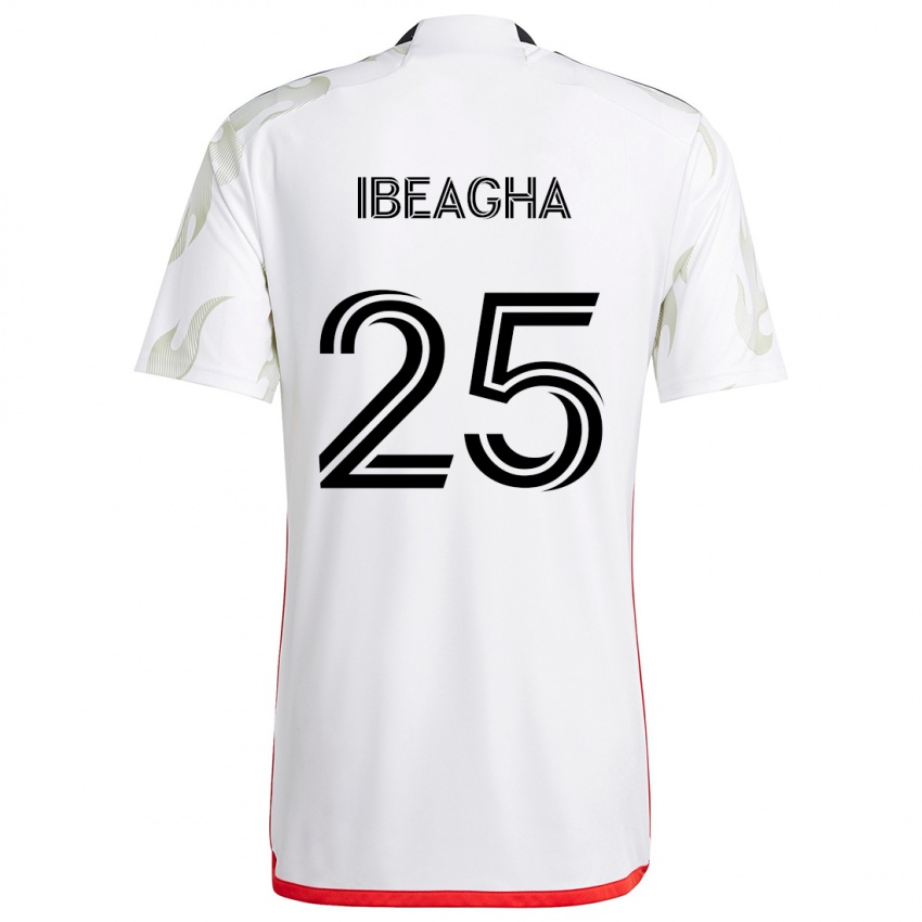 Kinder Sebastien Ibeagha #25 Weiß Rot Schwarz Auswärtstrikot Trikot 2024/25 T-Shirt Belgien