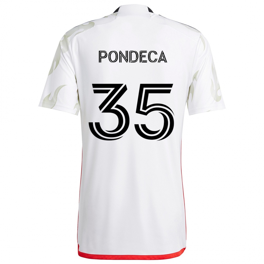 Kinderen Tomas Pondeca #35 Wit Rood Zwart Uitshirt Uittenue 2024/25 T-Shirt België