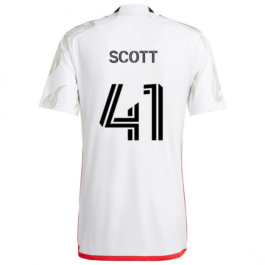 Kinderen Tarik Scott #41 Wit Rood Zwart Uitshirt Uittenue 2024/25 T-Shirt België