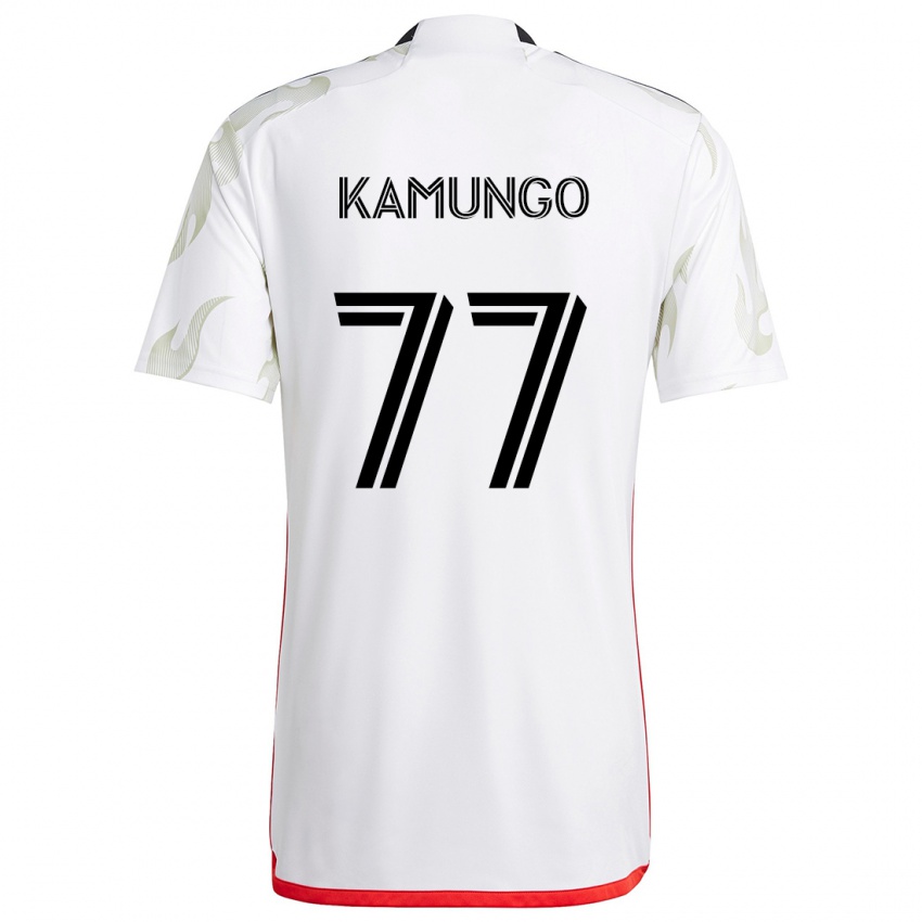 Kinderen Bernard Kamungo #77 Wit Rood Zwart Uitshirt Uittenue 2024/25 T-Shirt België