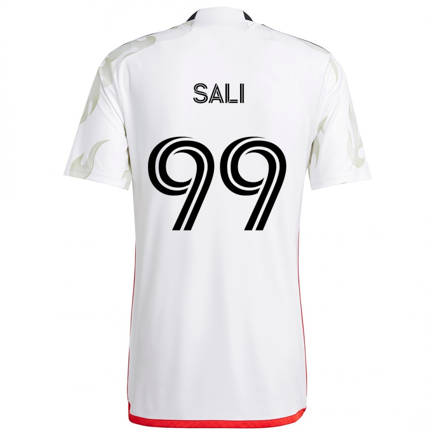 Kinderen Enes Sali #99 Wit Rood Zwart Uitshirt Uittenue 2024/25 T-Shirt België