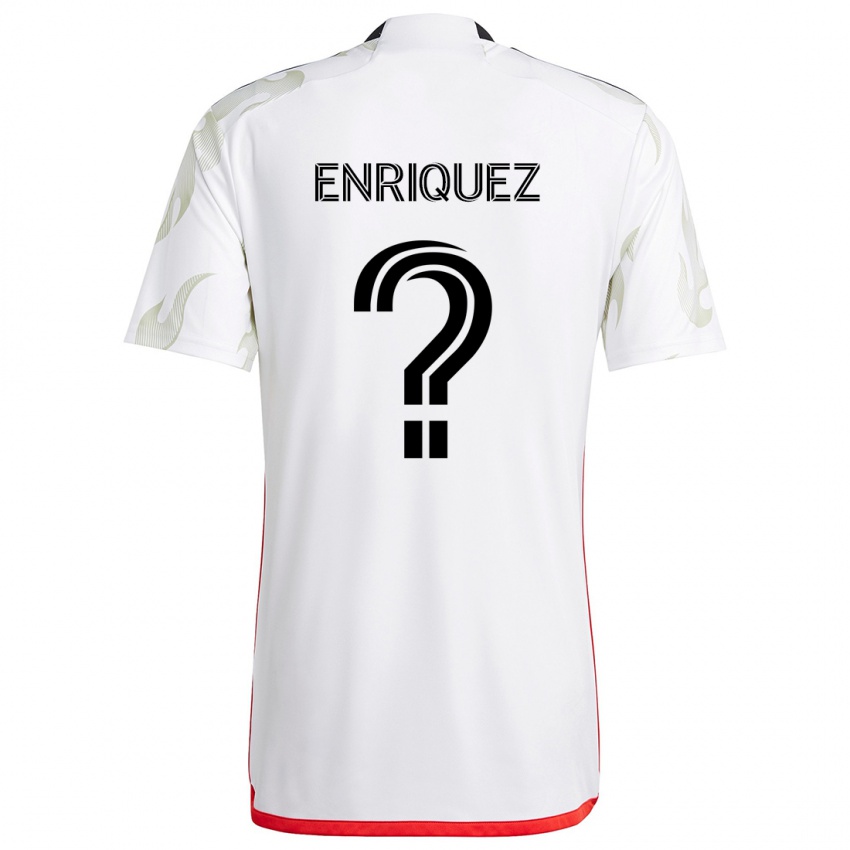 Kinderen Fabian Enriquez #0 Wit Rood Zwart Uitshirt Uittenue 2024/25 T-Shirt België