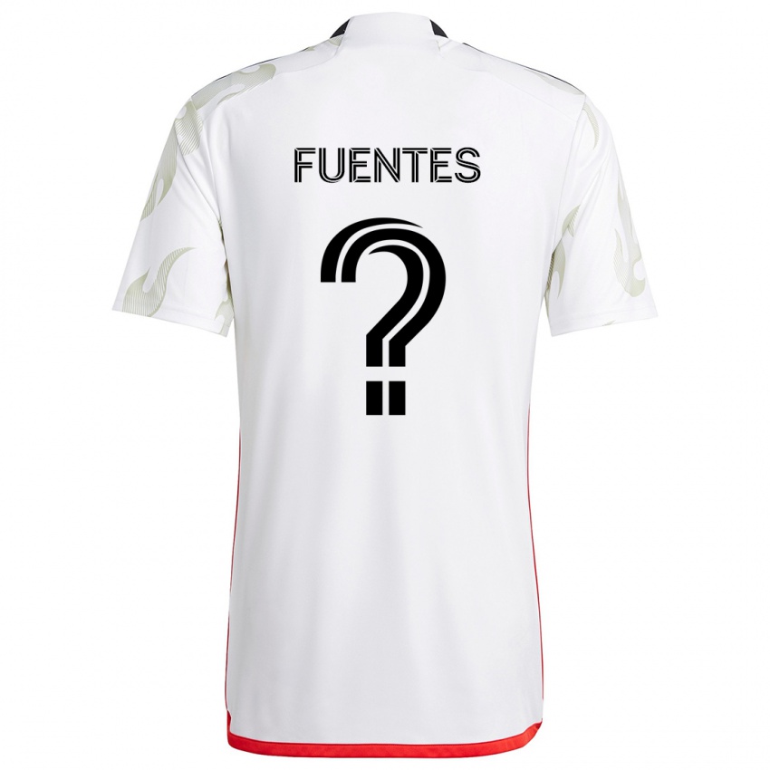 Kinderen Josue Fuentes #0 Wit Rood Zwart Uitshirt Uittenue 2024/25 T-Shirt België