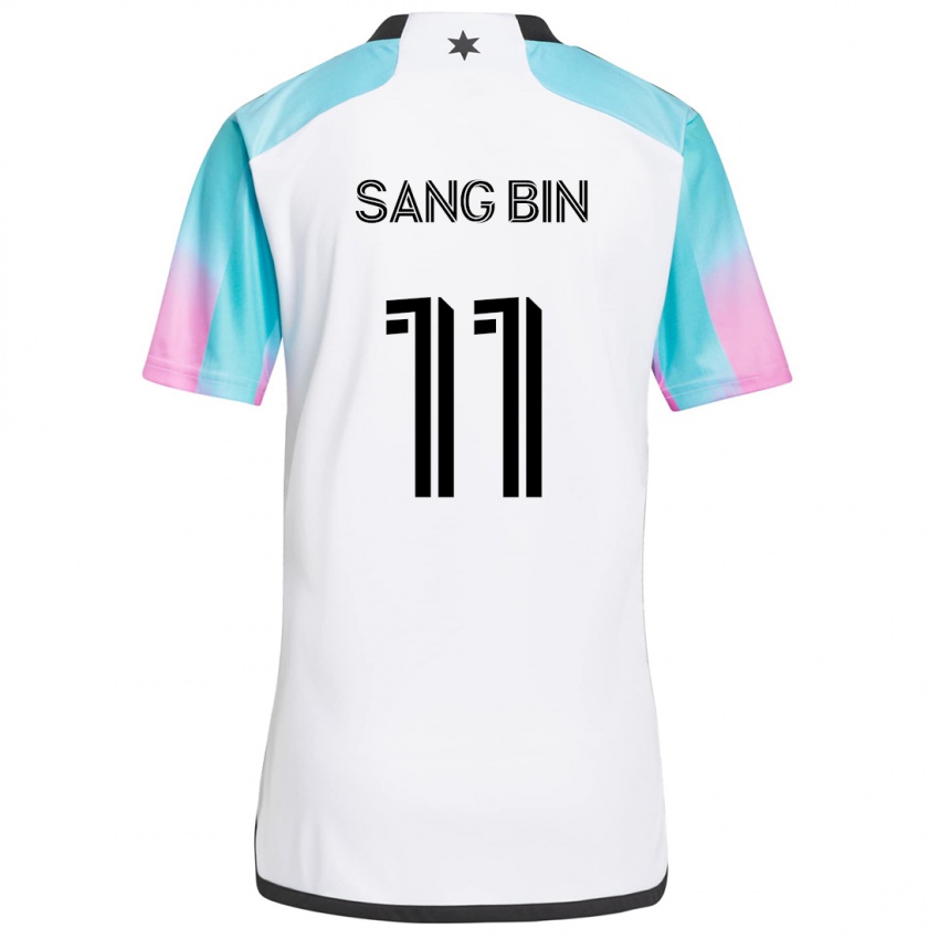 Enfant Maillot Sang-Bin Jeong #11 Blanc Bleu Noir Tenues Extérieur 2024/25 T-Shirt Belgique