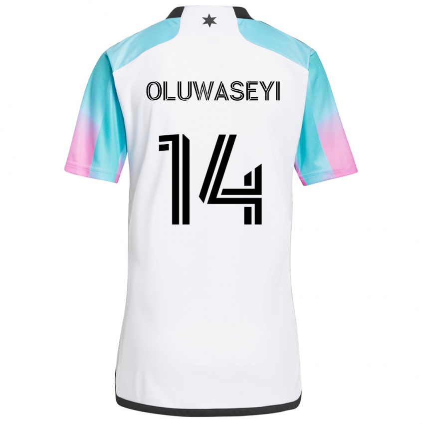 Kinderen Tani Oluwaseyi #14 Wit Blauw Zwart Uitshirt Uittenue 2024/25 T-Shirt België