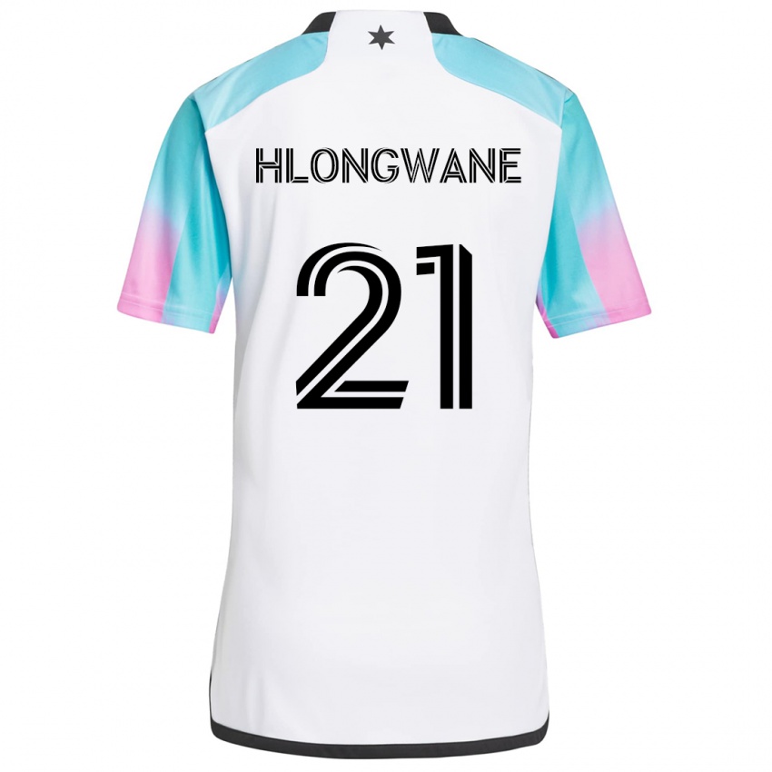 Kinderen Bongokuhle Hlongwane #21 Wit Blauw Zwart Uitshirt Uittenue 2024/25 T-Shirt België