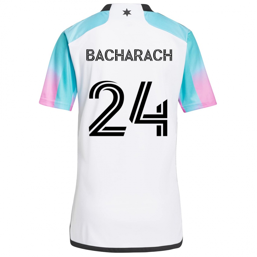 Enfant Maillot Hugo Bacharach #24 Blanc Bleu Noir Tenues Extérieur 2024/25 T-Shirt Belgique