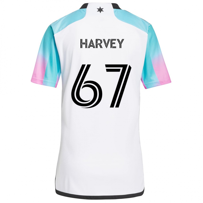 Kinderen Carlos Harvey #67 Wit Blauw Zwart Uitshirt Uittenue 2024/25 T-Shirt België